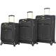 3PCS Softside Black Spinner Suitcase Set With Reinforced Handle