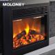 Glass Fake Charcoal Wood Mantel Fireplace Electric Freestanding Beveled 28