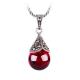 Antique Jewelry 925 Silver Garnet and Marcasite Pendant Necklace 18 Inches(N12032)