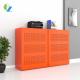 Four Adjustable Shelves Orange Big Steel Sliding Door Cupboard Non KD Structure