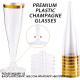 Plastic Champagne Flutes, 4.5 Oz Gold Rim Glasses, Disposable Clear Toasting Glasses Recyclable Cups For Wedding Party