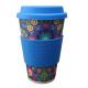Eco friendly bamboo fiber coffee mug with silicone rubber lid 350ml 400ml 450ml take away mugs