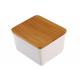 Formaldehyde Free Bamboo Salad Set , Ceramic Salt Box With Bamboo Lid