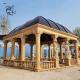 Marble Long Gazebo Garden Stone Pavilion Yellow Natural Hand Carved Luxury Large Outdoor