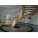 Interior Building Curved Stairs Wooden Staircase With 12mm Tempered Glass Balustrade