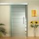 Tempered Laminated Frosted Glass Panel Sliding Barn Door For Bathroom