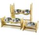 23.8cm BV Adjustable Raised Dog Bowls Bamboo Stand Sloped