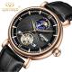 Black Genuine Leather Mechanical Watch  Moon Phase Multi Functional