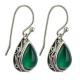 Sterling Silver Pear Shape Green Agate Dangle Drop Earrings (E12282GREEN )
