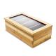 4 compartment bamboo wooden tea bag holder box with acrylic lid