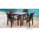 5-piece synthetic rattan wicker outdoor patio glass  top garden dining table 4 armchairs-8032