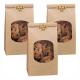Bakery Bags with Window Brown Tin Tie Tab Lock Bags Kraft Paper Bags for Cookies, Coffee