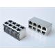 Shielded RJ45 Modular Jack Connector, Through Hole Type, Side Entry, with LED, 2x4 Ports