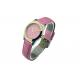 Female Pink  Water Resistant Stainless Steel Watch  With Genuine Leather Strap
