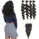 Long 9A Virgin Indian Curly Hair With Closure 4 Bundles CE Certification