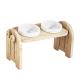 Sustainable Adjustable Bamboo Elevated Dog Cat Food and Water Ceramic Bowls Stand Feeder Raised Pet Bowls