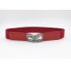 Red Color Women'S Elastic Stretch Belts With Square Crystal Rhinetone Buckle