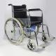 Commode Folding Steel Wheelchair With Solid Castor And Rear Wheel