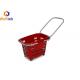34kg Load Retail Store Rolling Shopping Baskets With 4 Swivel Casters