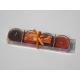 4pk Orange & Brown scented assorted glass candle with printed label,ribbon decor and packed into clear box