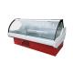Supermarket Deli Cooler Showcase Refrigerated Serve Over Counter With Curved Glass Panel