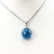Women Jewelry 14mmx16mm Oval  Dome Blue Topaz Cubic Zirconia Pendant Necklace (PSJ0197)