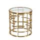 Golden Metal Corner Table Sofa Side Table Round Glass Table Top Bedside Table