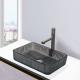 European Style Rectangular Shaped Glass Wash Basin Transparent Black Sink