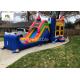 Colorful Single Lane Inflatable Bounce House With Slide Logo Printed