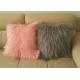 Genuine Mongolian fur 100% Pink Long Hair Sheepskin Lamb fur Throw Pillow 45cm
