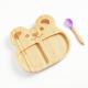 Cute Cartoon Bamboo Childrens Plate Set Engravable LOGO With Silicone Sucker