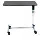 Stainless Steel Adjustable Overbed Tray With Wheels Brake Rolling Laptop Bed Table