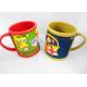 Food grade cute cartoon silicone soft pvc 3D embossed mug promotion kids plastic mug