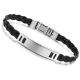Tagor Stainless Steel Jewelry Super Fashion Silicone Leather Bracelet Bangle TYSR004