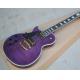 Custom Purple Electric Guitar with Left Handed,Flame Maple Veneer,Gold Hardware,22 Frets,White Binding