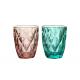 220ml Lead Free Hand Blown Colored Whisky Glasses , Diamond Pattern Glass Whiskey Cups