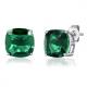 Sterling Silver Emerald Cushion Stud Earrings: May Birthstone for Women