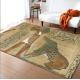 Ethnic Ancient European Flower Pattern Living Room Floor Mat Polyester Fiber Rectangle