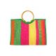 Wholesale Colorful Straw Bag With Round Wood Handle Handmadebeach Bag