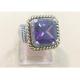 (R-76) New Fashion Jewelry Two Tone Silver Plated Square Amethyst Cubic Zircon Ring