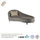 Elegant Grey Fabric Back Round Chaise Lounge Indoor Solid Wood Classical Style