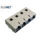 Durable Tab Up 4 Ports Magnetic RJ45 Jack DIP Mounting with LED 1G Ethernet Application