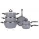 11PCS Amazon hot selling soft handle aluminum grey marbel coating cookware set