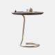 Shiny Silver Wood Top End Table With Metal Legs For Hotel Villa