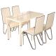 Rectangular Glass Top Dining Table Set 4 Chairs With Stambled Table Foot