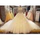 Comfortable Strapless Ladies Bridal Gown Cream Princess Long Tulle Tail