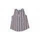 Summer Vertical Striped Women'S V Neck Vest 55% Linen 45% Rayon