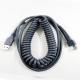 Retractable Spring Coiled Cable , Barcode Scanner USB Cable 3m