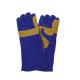 Heat Resistant Blue Cow Split Leather Working Welding Gloves 35cm Carton Size 75*37*24cm