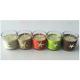 Decor home unscented glass candle with color wrapping rope  and  small ornaments